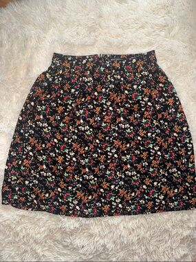 Mercantile Black Floral A-Line Skirt